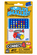 World's Smallest Classic Mini Collectible Toys Connect 4 in its original retail blister packaging, featuring a gold card backing and the blue game board inside.