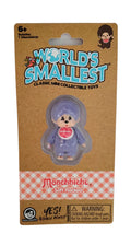 World's Smallest Classic Mini Collectible Toys Monchhicht Soft Fluffy figure in its original cardboard blister packaging.