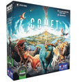 Board game box for 'Comet' by Peter Prinz, featuring a colorful illustration of prehistoric dinosaurs and creatures under a blue sky, with the Höchi brand logo visible.