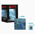 Dungeons & Dragons gelatinous cube toy and its packaging, shown alongside a size comparison graphic indicating 40 mm (standard 15 mm) scale.