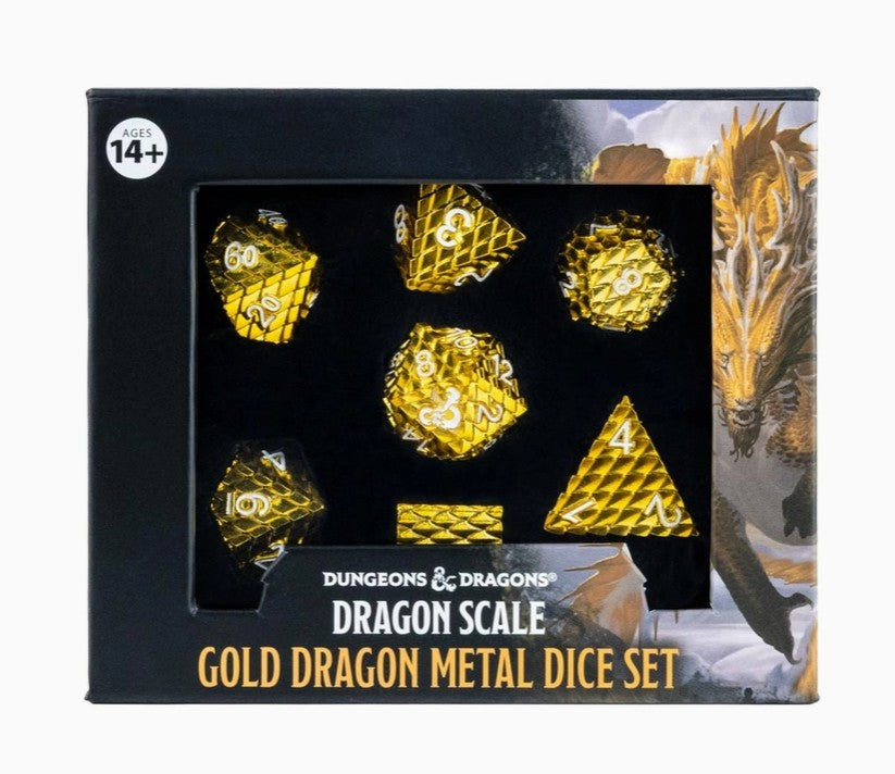 D&D Officially Licensed Dragon Scale Metal Dice Set - Gold