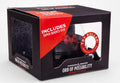 Black and red packaging box for the Dungeons & Dragons Orb of Possibility Automatic Dice Roller, with a clear window showing the product inside.