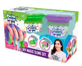 Doctor Squish DIY Magic Slime Set in its retail packaging, containing two jars of slime (green and purple) with a colorful box featuring product instructions and a model photo.