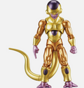 A metallic gold and purple action figure of a sci-fi dragon-like character, standing on a light gray background.