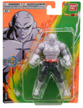 BANDAI Dragon Ball Evolve Jiren action figure in its original blister card packaging, featuring the character with white skin, black pants, and a red waistband.