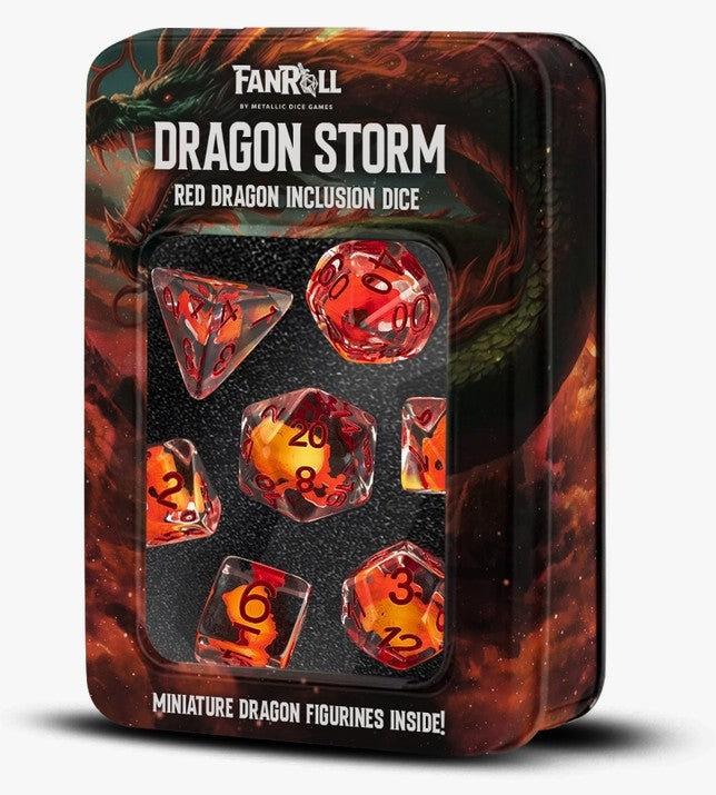 Dragon Storm Inclusion Resin Dice Set - Red Dragon