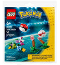 LEGO Pokemon Trainer Supplies set 30730 toy building set in its original retail packaging, featuring a trainer ball and target pieces on a blue and yellow background.