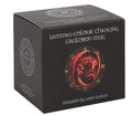 Black product box for the 'Lammas Colour Changing Cauldron Mug' featuring a red dragon illustration and white text, designed by Anne Stokes.