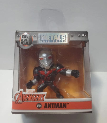 Marvel Avengers Ant-Man collectible figure in its original window box packaging, featuring the character in a red and black suit with a silver helmet.