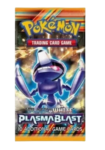 A Pokémon Trading Card Game booster pack for Plasma Blast, featuring the purple Plasma character on the front cover with colorful rainbow accents and the Pokémon logo at the top.