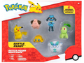 Pokémon Battle Figure Multi-Pack toy set in retail packaging, containing six small character figures visible through a clear plastic window on a red and white box.