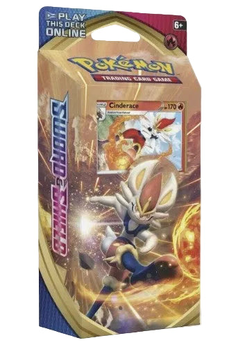 Pokémon Trading Card Game 'Silver and Gold' deck box featuring artwork of Cinderace with a gold and blue design, shown on a plain white background.