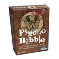 The product packaging for the board game 'Psycho Babble' by Outset, featuring a brown wood-grain textured box with a gold circular graphic of a cactus-like creature and white distressed text.