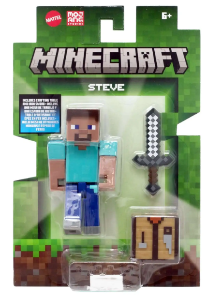 Mattel - Minecraft Steve with Crafting table and Iron Sword