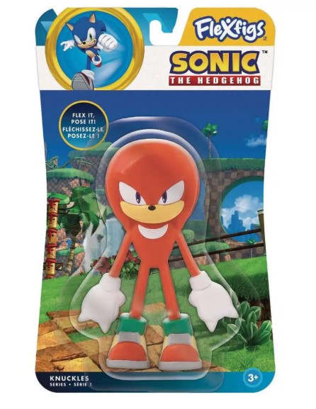 Sonic the Hedgehog Knuckles Flexfigs Series 1 action figure in its original blister card packaging, featuring Sonic branding and character artwork.